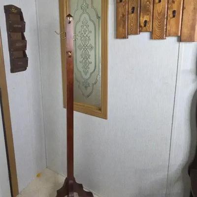 Coat Rack, Letter Holder & Wood Hook Wall Hanging
