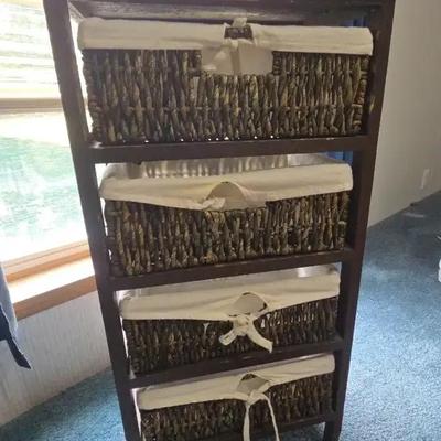4 Drawer Wicker Storage Table