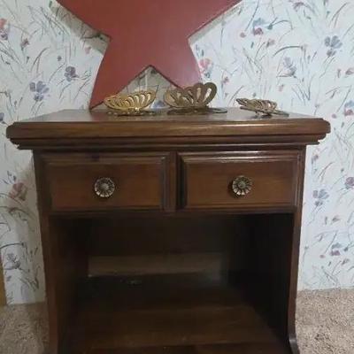 Night Stand, Red Star & Butterfly Decor