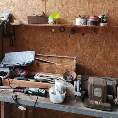 Variety Of Hardware Supplies, Grinder & Wood Tool Boxes