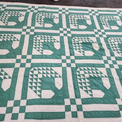 Handmade Green & White Quilt