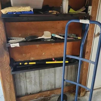 Dolly, Garden Tools & Shelf Contents