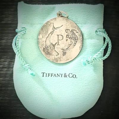 Tiffany & Co. Sterling Silver Pisces Zodiac Pendant, Large 1.5", 25g, Marked, Engraved, Vintage