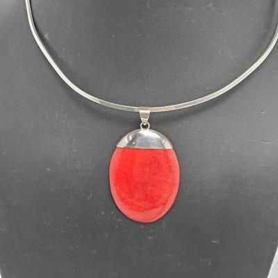Sterling Silver Red Coral Necklace
