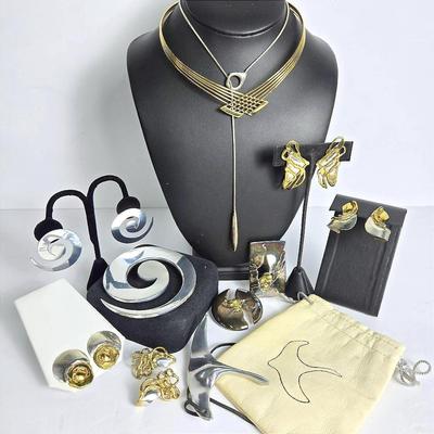 Artist-Crafted Gold & Silver Tone Jewelry, Many Pieces Signed