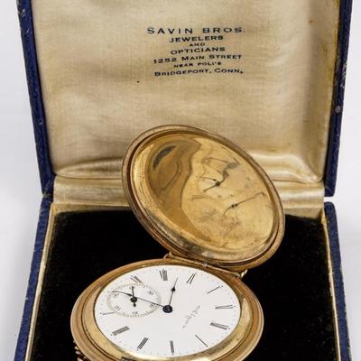 Antique Elgin Gold Plated Pocket Watch - Double Hunter Case, Serial Number 9997988