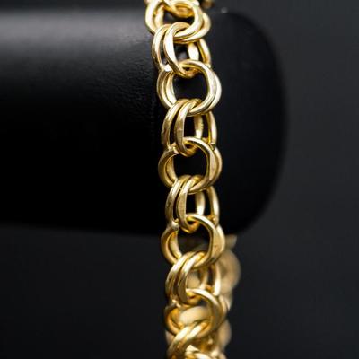 14K Gold 10.9mm Charm Bracelet - 7.5"