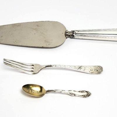 Sterling Silver Flatware Plus Sterling Handled Cake Server With Stainless Steel Blade