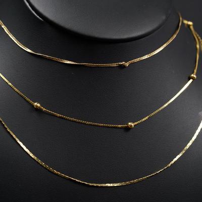 14K Gold Chain Necklaces (3) - 16" & 18"Long