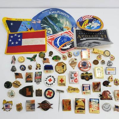 Vintage Collectible Pins, Space Program Mission Stickers & More