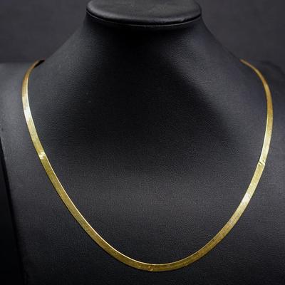 14K Gold 4.2mm Herringbone Chain Necklace- 22" Long