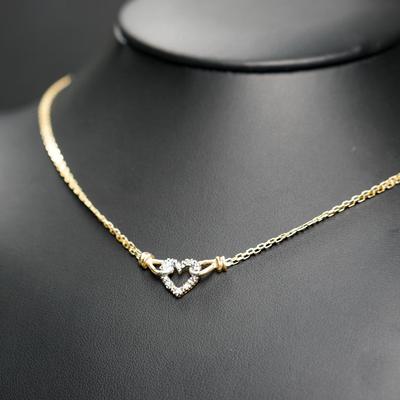 14K Gold Diamond Accented Heart Necklace - 16"
