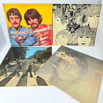 The Beatles Vinyl Records - Sgt. Pepper, Imagine By John Lennon, Revolver, Abbey Road - 4 Vtg LP's