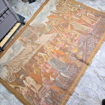 Medeival Style Woven Wall Tapestry, Market Scene - 50x76”