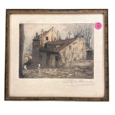 Sale Photo Thumbnail #56: 1920s HAND COLORED ETCHING MONTMARTRE PARIS