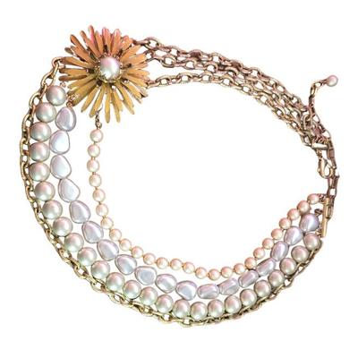 Sale Photo Thumbnail #8: VINTAGE COSTUME PEARL AND GOLD MULTI-STRAND NECKLACE