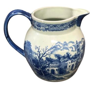 Sale Photo Thumbnail #12: LARGE IRONSTONE VICTORIA WARE BLUE TRANSFER PITCHER
