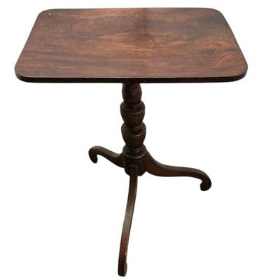Sale Photo Thumbnail #186: ANTIQUE EARLY 19TH C. MAHOGANY TILT TOP CANDLE STAND