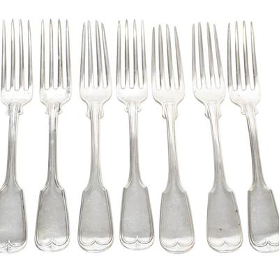 Sale Photo Thumbnail #99: 7 CHARLESTON SC COIN SILVER FIDDLE THREAD FORKS