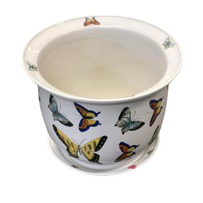 Sale Photo Thumbnail #79: LARGE PORCELAIN JARDINIERE BUTTERFLIES