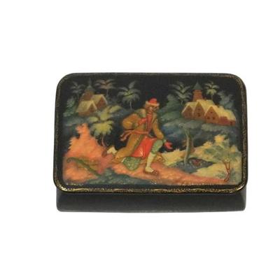 Sale Photo Thumbnail #222: VINTAGE RUSSIAN PALEKH HAND PAINTED BOX