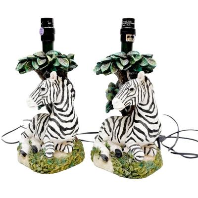 Sale Photo Thumbnail #229: PAIR OF ZEBRA FIGURAL TABLE LAMPS