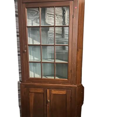 Sale Photo Thumbnail #181: ANTIQUE FARMHOUSE CORNER CUPBOARD DISPLAY CABINET
