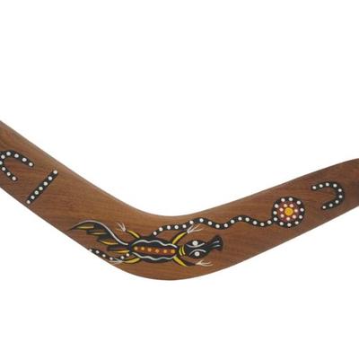 Sale Photo Thumbnail #188: TRADITIONAL HAND PAINTED ABORIGINAL BOOMERANG