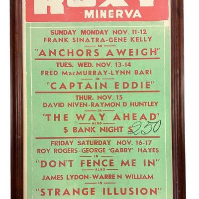 Sale Photo Thumbnail #33: ORIGINAL 1945 ROXY MINERVA LOBBY POSTER FRANK SINATRA +