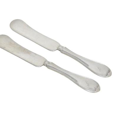Sale Photo Thumbnail #202: 2 N H & CO COIN SILVER FIDDLE THREAD BUTTER KNIVES