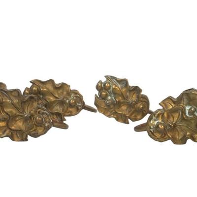 Sale Photo Thumbnail #160: 6 ANTIQUE CURTAIN TIEBACKS 19TH C LEAF & BERRY