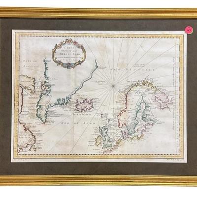 Sale Photo Thumbnail #127: ANTIQUE NORTH SEA CHART MAP BELLIN 1758