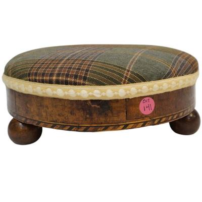 Sale Photo Thumbnail #140: ANTIQUE TUNBRIDGE WALNUT FOOTSTOOL