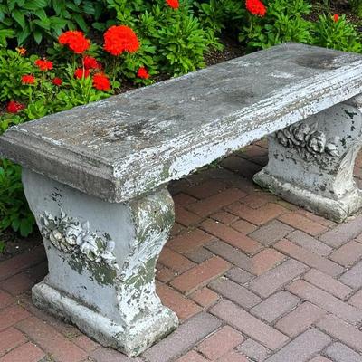 Sale Photo Thumbnail #142: NEOCLASSICAL CAST STONE GARDEN BENCH