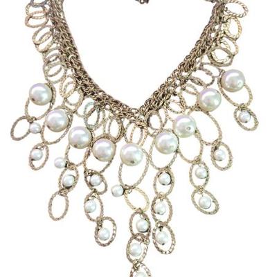 Sale Photo Thumbnail #11: 1960S PEARL AND GOLD COSTUME NECKLACE