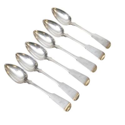 Sale Photo Thumbnail #123: 6 CHARLESTON COIN SILVER SOUP SPOONS