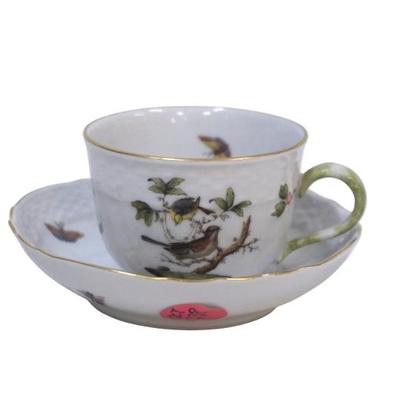Sale Photo Thumbnail #232: HEREND ROTHSCHILD BIRD TEACUP AND SAUCER