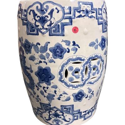 Sale Photo Thumbnail #2: BLUE & WHITE CHINOISERIE GARDEN STOOL