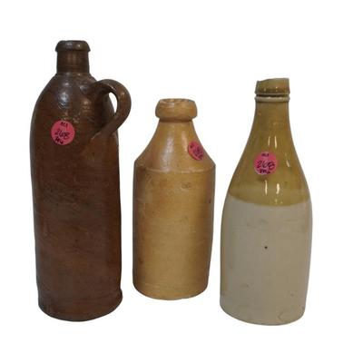 Sale Photo Thumbnail #260: 3 ANTIQUE STONEWARE BOTTLES