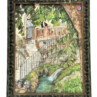 Sale Photo Thumbnail #75: LINDA ROBINETTE WATERCOLOR WITH CATS