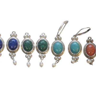 Sale Photo Thumbnail #234: STERLING SILVER STONE AND PEARL INTERCHANGEABLE EARRINGS