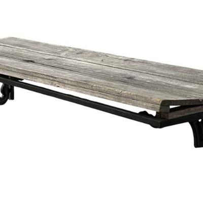 Sale Photo Thumbnail #47: VINTAGE WOOD WALL SHELF CAST IRON BRACKETS