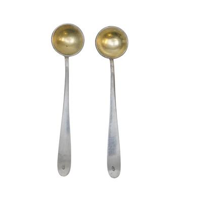 Sale Photo Thumbnail #228: 2 HUNGARIAN 1848 SILVER MASTER SALT SPOONS