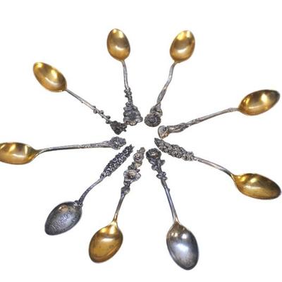 Sale Photo Thumbnail #169: 9 VINTAGE STERLING SILVER REED & BARTON DEMITASSE SPOONS