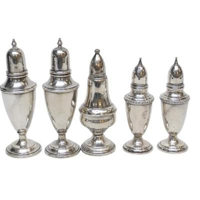Sale Photo Thumbnail #207: 5 STERLING SILVER SALT & PEPPER SHAKERS