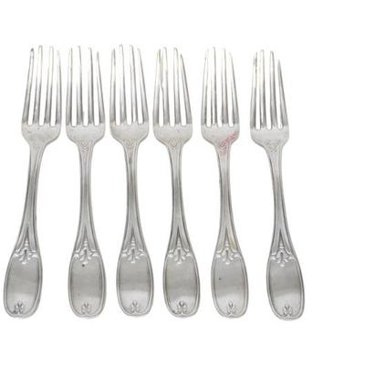Sale Photo Thumbnail #59: 6 CHARLESTON SC COIN SILVER FORKS 1846