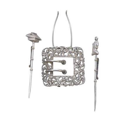 Sale Photo Thumbnail #250: 3 pc STERLING BUCKLE & COCKTAIL PICKS
