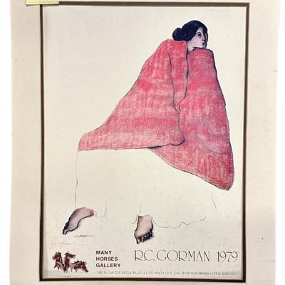 Sale Photo Thumbnail #21: LARGE SIGNED R.C. GORMAN RED BLANKET GALLERY POSTER