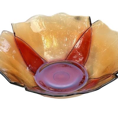 Sale Photo Thumbnail #58: LARGE MID CENTURY AMBER GLASS LOTUS BOWL