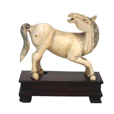 Sale Photo Thumbnail #147: VINTAGE JAPANESE CARVED BONE HORSE